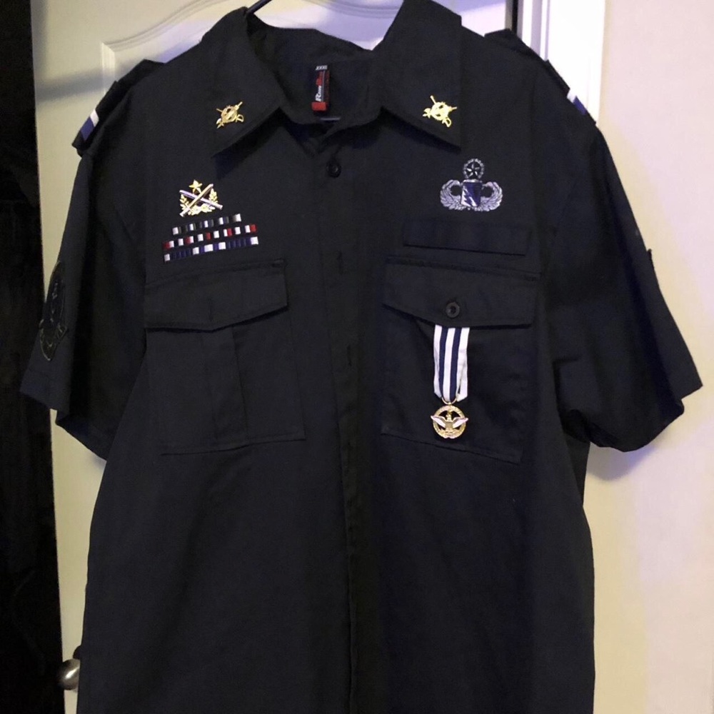 RawBlue medal collar shirt